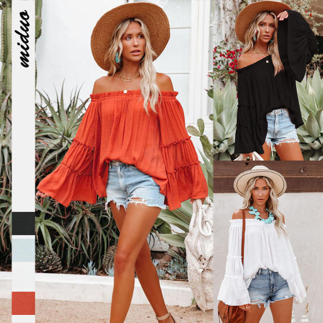 Bell sleeve sexy off shoulder tops