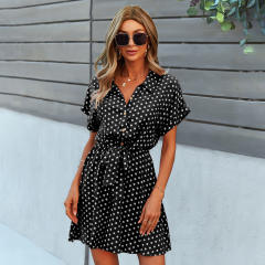 Polka dots shirt dres for women