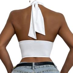 White color halter neck sheer corset tops