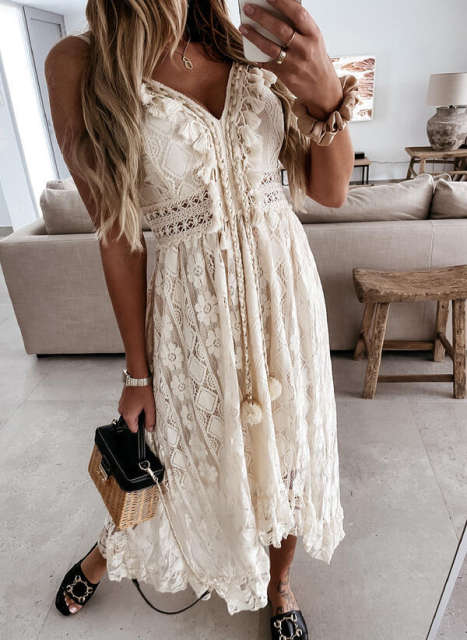 Summer design sexy lace plain color slip dress