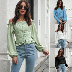Off shoulder balloon sleeve women tops