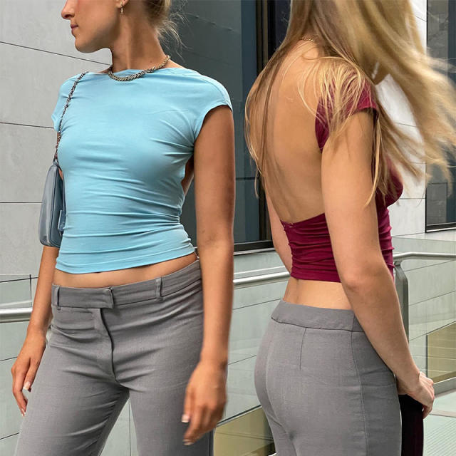 Sexy backless cropped tops