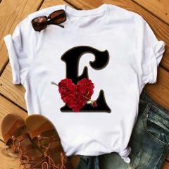Fashion uppercase letter printed women's short-sleeved T-shirt