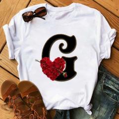 Fashion uppercase letter printed women's short-sleeved T-shirt