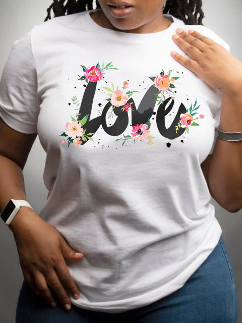 Summer LOVE letter print women's short-sleeved T-shirt