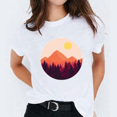 Summer fashion feather print women's short-sleeved T-shirt