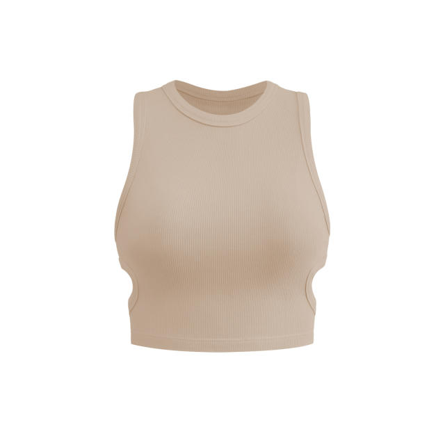 Knitted plain crop tops tank top