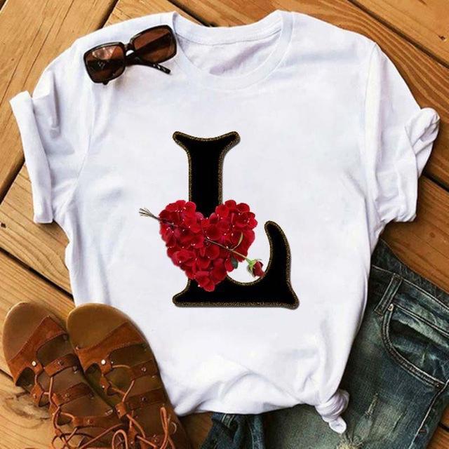 Fashion uppercase letter printed women's short-sleeved T-shirt