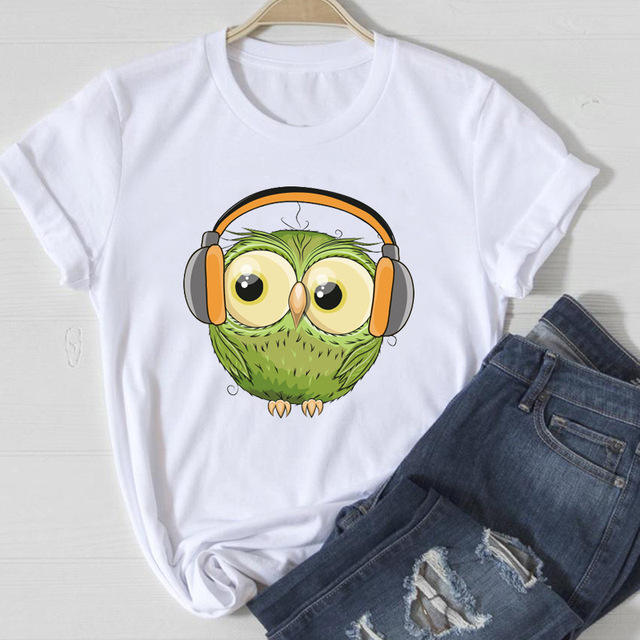 2022 cute owl printing women t shirts