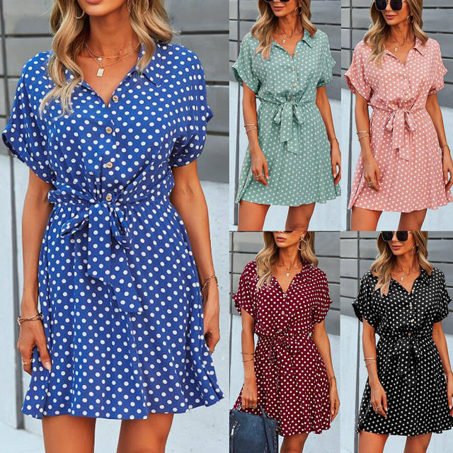 Polka dots shirt dres for women