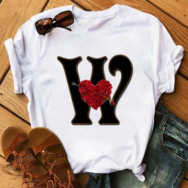 Fashion uppercase letter printed women's short-sleeved T-shirt