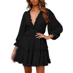 Patterned chiffon long sleeve dress