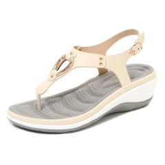 Metal ring wedge sandals