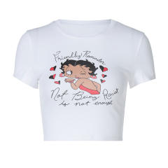 2022 spring new cartoon figure print cropped tops