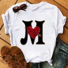 Fashion uppercase letter printed women's short-sleeved T-shirt