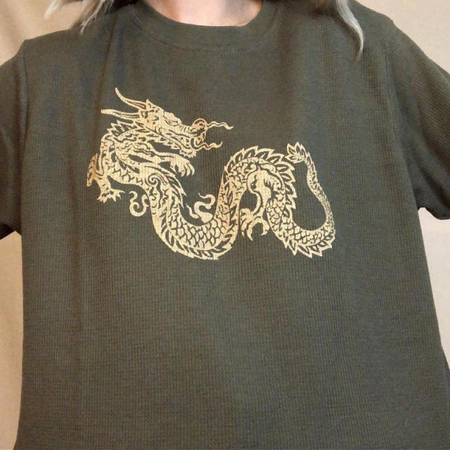 Hiphop dragon pattern oversized t shirt