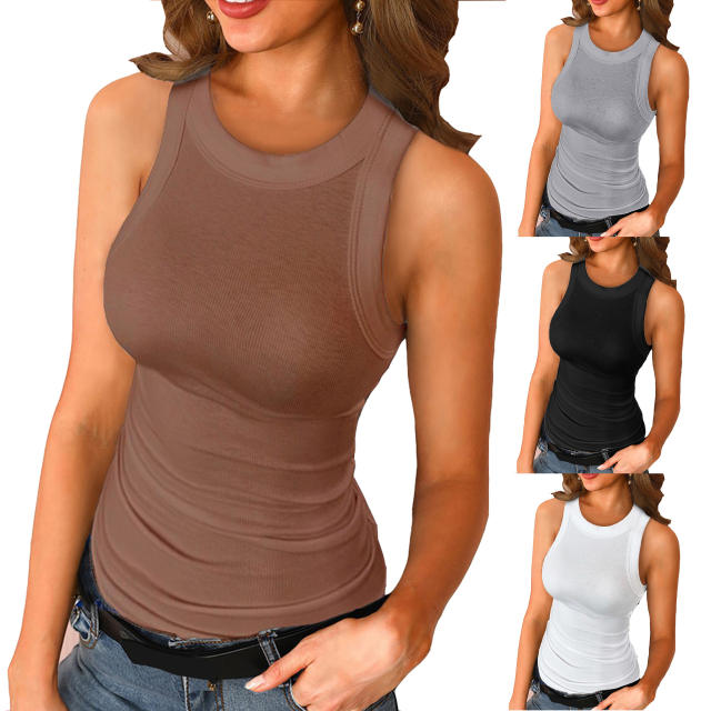 Knitted plain color tank top