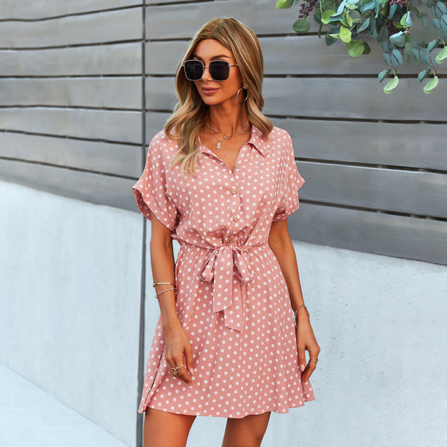 Polka dots shirt dres for women