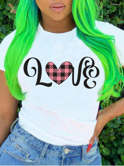 New LOVE letter printed women's short-sleeved T-shirt