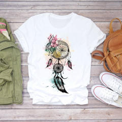 New summer feather Dreamcatcher printed women's short-sleeved T-shirt
