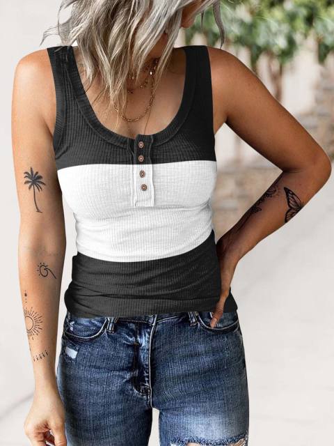Knitted button tank top