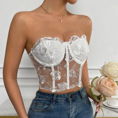 Y2K sexy sheer corset tops