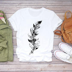 New summer feather Dreamcatcher printed women's short-sleeved T-shirt