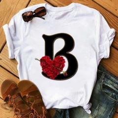 Fashion uppercase letter printed women's short-sleeved T-shirt