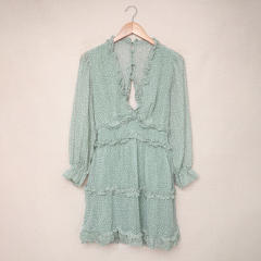 Patterned chiffon long sleeve dress