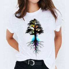 Summer fashion feather print women's short-sleeved T-shirt