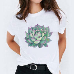 Summer fashion feather print women's short-sleeved T-shirt