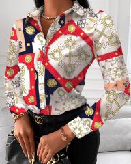 Patterned long sleeve woman blouse