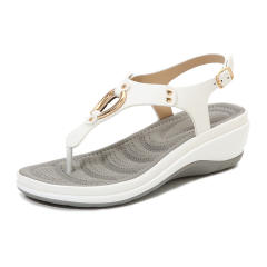 Metal ring wedge sandals