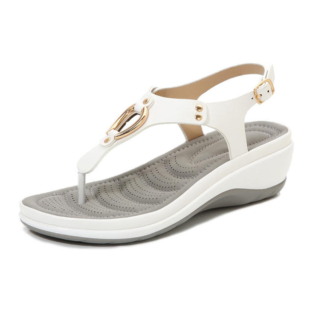Metal ring wedge sandals