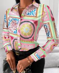 Patterned long sleeve woman blouse