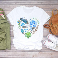 New summer feather Dreamcatcher printed women's short-sleeved T-shirt