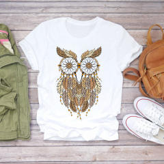 New summer feather Dreamcatcher printed women's short-sleeved T-shirt