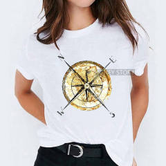 Summer fashion feather print women's short-sleeved T-shirt