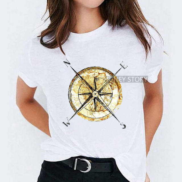 Summer fashion feather print women's short-sleeved T-shirt