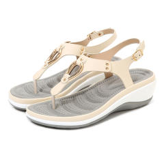 Metal ring wedge sandals