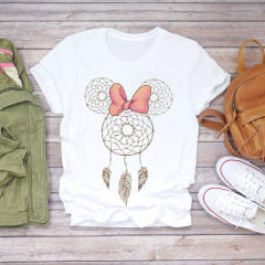 New summer feather Dreamcatcher printed women's short-sleeved T-shirt