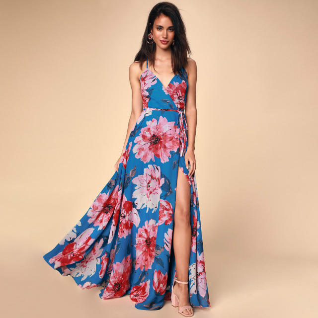 Floral maxi slip dress beach dress