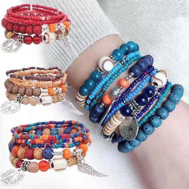 Boho concise layer bracelet bead bracelet for women
