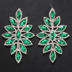Hot sale pave setting rhinestone leaf design statement earrings