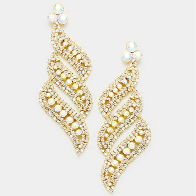 Unique design pave setting rhinestone women earrings