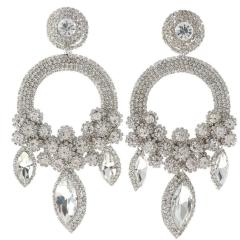 Fashion luxury pave setting rhinestone statement earrings