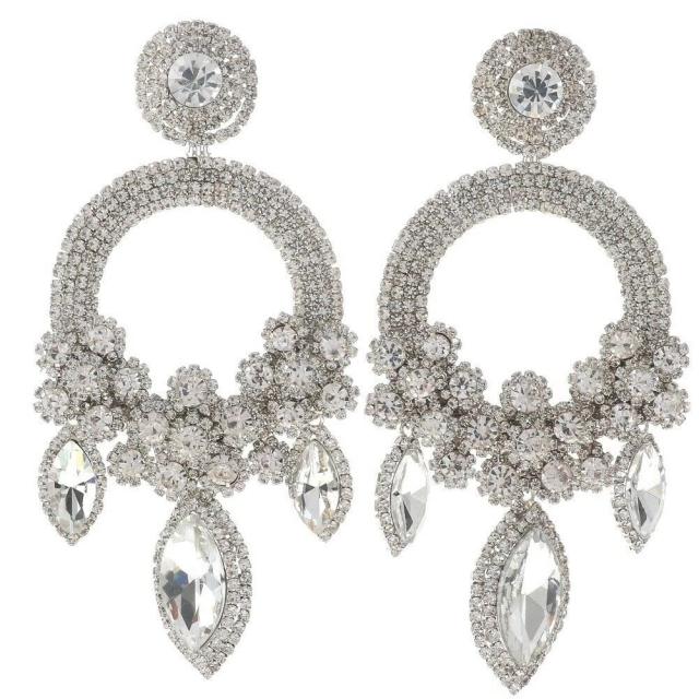 Fashion luxury pave setting rhinestone statement earrings