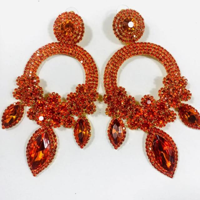 Fashion luxury pave setting rhinestone statement earrings