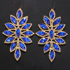 Hot sale pave setting rhinestone leaf design statement earrings