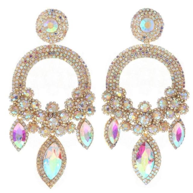 Fashion luxury pave setting rhinestone statement earrings